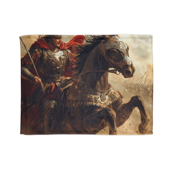 Alexander the Great in Golden Battle Armor — Plush Fleece Throw Blanket — Full Spread Plush Fleece Artwork View