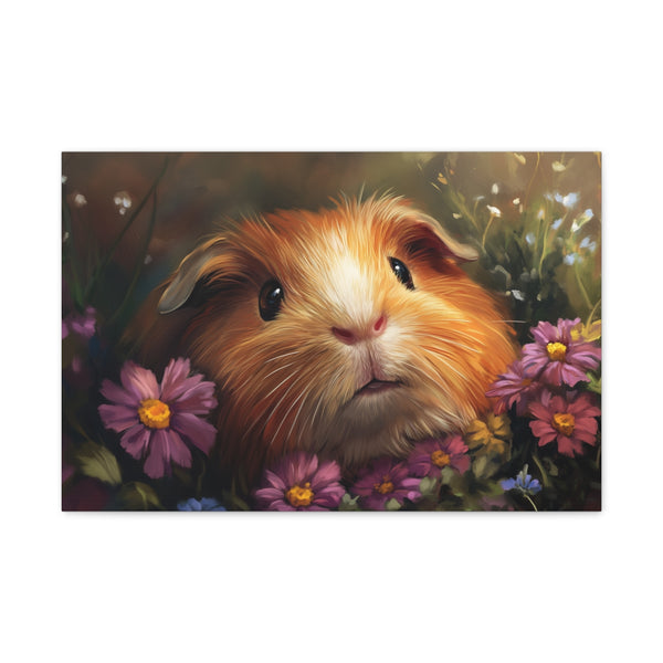 Adorable American Guinea Pig Portrait — 24×16 Canvas Wall Art — Front Gallery-Wrapped Canvas View