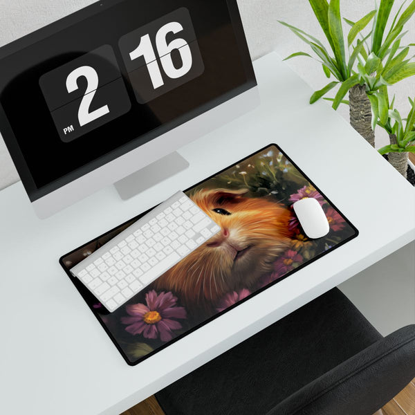 Adorable American Guinea Pig Portrait — XXL Gaming Desk Mat — Gaming & Workspace Desk Setup View
