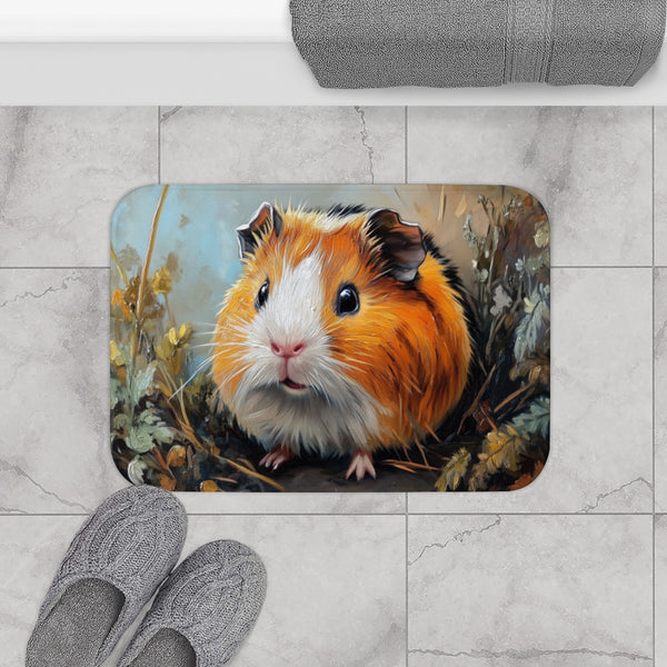 Adorable American Guinea Pig Watercolor (Edition XIV) — 61×43 Memory Foam Bath Mat — Modern Bathroom Floor Lifestyle View