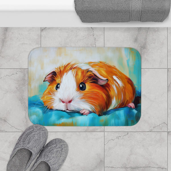Adorable American Guinea Pig Watercolor (Edition XIX) — 61×43 Memory Foam Bath Mat — Modern Bathroom Floor Lifestyle View