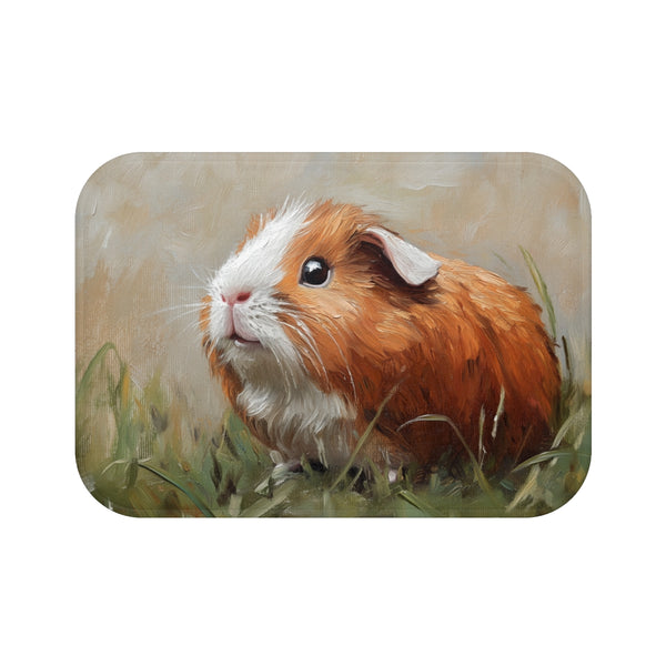 Adorable American Guinea Pig Watercolor (Edition XV) — 61×43 Memory Foam Bath Mat — Top-Down Velvet Microfibre Artwork View