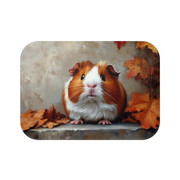 Adorable American Guinea Pig Watercolor (Edition XVI) — 61×43 Memory Foam Bath Mat — Top-Down Velvet Microfibre Artwork View