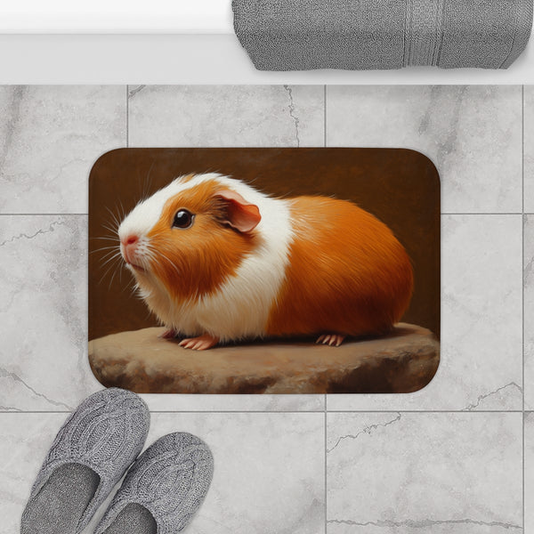 Adorable American Guinea Pig Watercolor (Edition XVII) — 61×43 Memory Foam Bath Mat — Modern Bathroom Floor Lifestyle View
