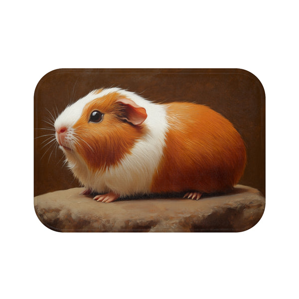 Adorable American Guinea Pig Watercolor (Edition XVII) — 61×43 Memory Foam Bath Mat — Top-Down Velvet Microfibre Artwork View