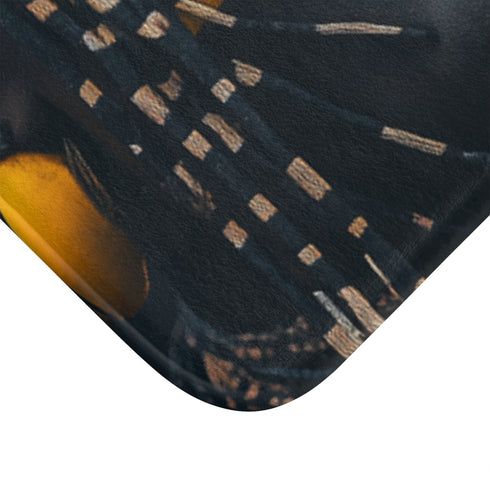Ancient African Tribal Godlike Figure Luxury Memory Foam Bath Mat - Microfibre Texture Close-Up