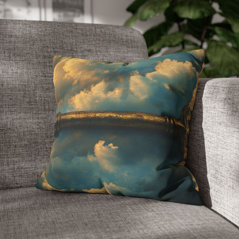 Ancient Key Unlocking the Sky — Double-Sided Cushion Cover — Sofa & Armchair Living Room Lifestyle View