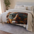 Ancient Mask Radiating Cosmic Energy — 50×60 Plush Throw Blanket — 300 GSM Plush Coral Fleece Texture Close-Up