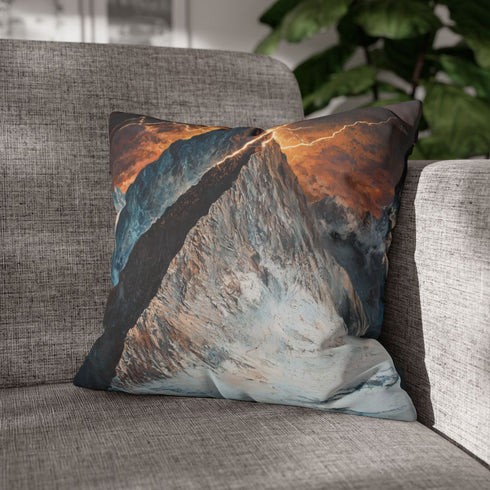 Ancient Mountain Split by Lightning — Double-Sided Cushion Cover — Sofa & Armchair Living Room Lifestyle View
