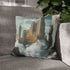 Ancient Ruins Floating in Magnetic Field — 40×40 Cushion Cover — Sofa & Living Room Lifestyle View