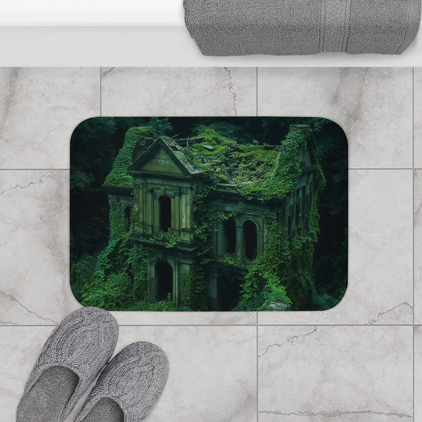 Ancient Ruins Overtaken by Nature (Edition II) — Memory Foam Bath Mat — Modern Bathroom Floor Lifestyle View