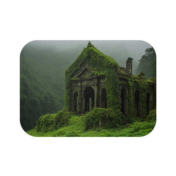 Ancient Ruins Overtaken by Nature (Edition III) — 61×43 Memory Foam Bath Mat — Top-Down Velvet Microfibre Artwork View