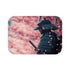 Samurai Warrior Under Falling Cherry Blossoms — 61×43 Memory Foam Bath Mat — Top-Down Velvet Microfibre Artwork View