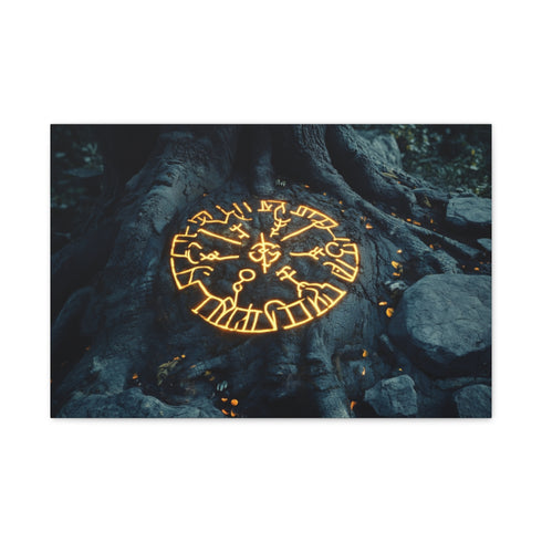 Ancient Tree with Glowing Runes (Edition II) — 24×16 Canvas Wall Art — Front Gallery-Wrapped Canvas View