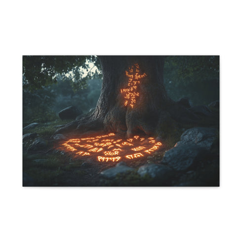 Ancient Tree with Glowing Runes (Edition III) — 24×16 Canvas Wall Art — Front Gallery-Wrapped Canvas View