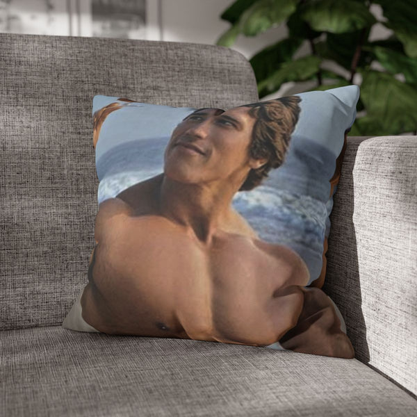 Arnold Schwarzenegger Bodybuilding — 40×40 Cushion Cover — Sofa & Armchair Living Room Lifestyle View