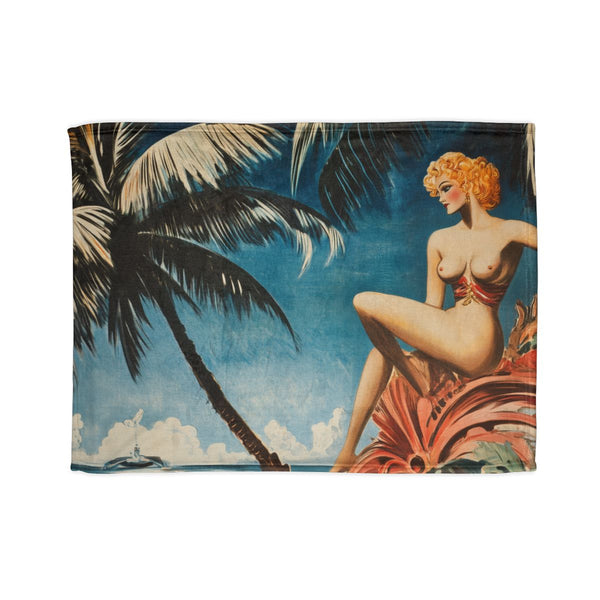Art Deco Travel Poster for Venus — Plush Fleece Throw Blanket — Full Spread Plush Fleece Artwork View