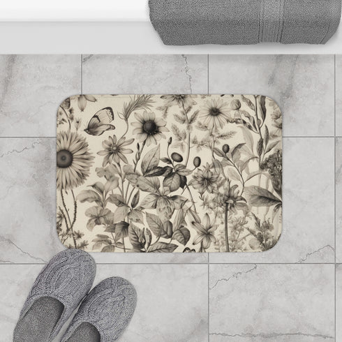 Artisan Geometric Seamless Pattern — 61×43 Memory Foam Bath Mat — Modern Bathroom Floor Lifestyle View