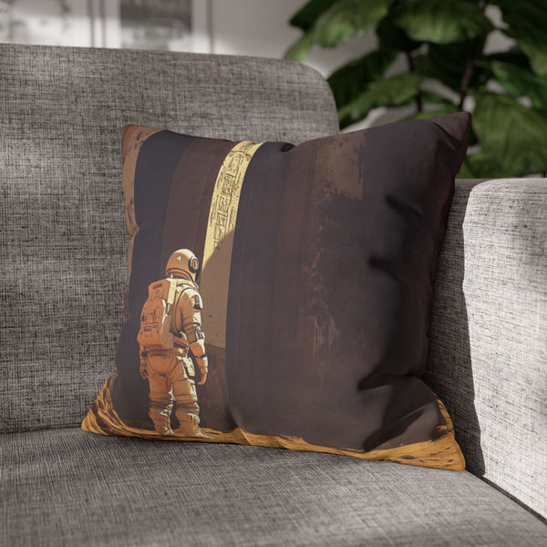 Astronaut Exploring Ancient Ruins on Mars (Edition III) — Double-Sided Cushion Cover — Sofa & Armchair Living Room Lifestyle View