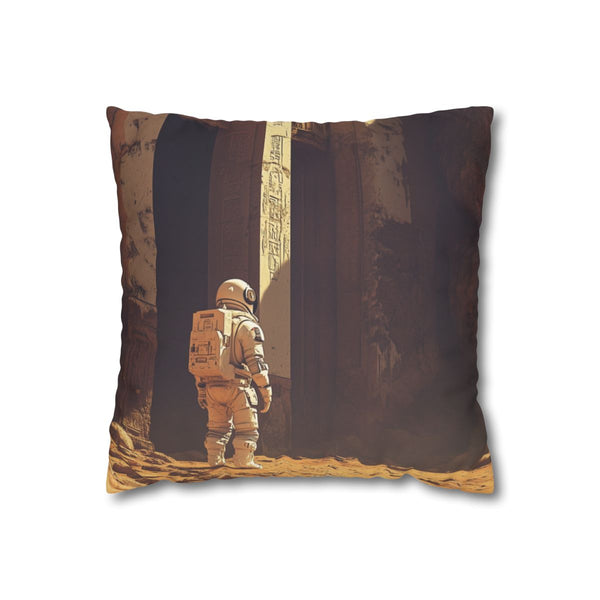 Astronaut Exploring Ancient Ruins on Mars (Edition III) — Double-Sided Cushion Cover — Front Double-Sided Cushion View