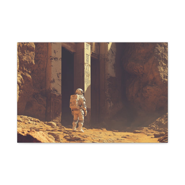 Astronaut Exploring Ancient Ruins on Mars (Edition III) — 24×16 Canvas Wall Art — Front Gallery-Wrapped Canvas View