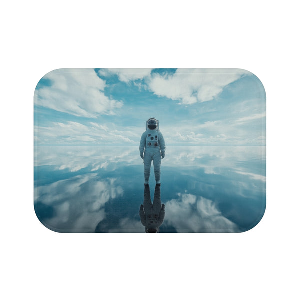 Astronaut Standing on a Mirror Ocean (Edition II) — Memory Foam Bath Mat — Top-Down Memory Foam Bath Mat View