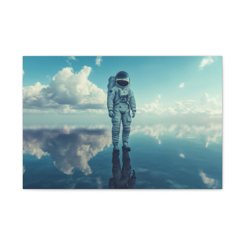 Astronaut Standing on a Mirror Ocean (Edition II) — 24×16 Canvas Wall Art — Front Gallery-Wrapped Canvas View