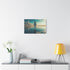 Astronaut Standing on Mirror Ocean — Stretched Canvas Wall Art — Living Room Wall Lifestyle View