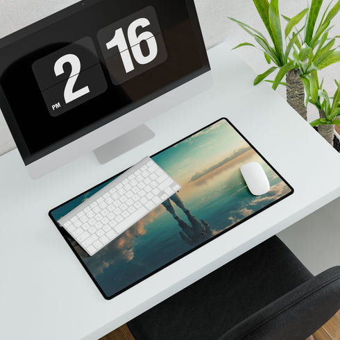 Astronaut Standing on Mirror Ocean — XXL Gaming Desk Mat — Gaming & Workspace Desk Setup View