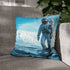 Astronaut Walking on Ocean Surface — 40×40 Cushion Cover — Sofa & Living Room Lifestyle View