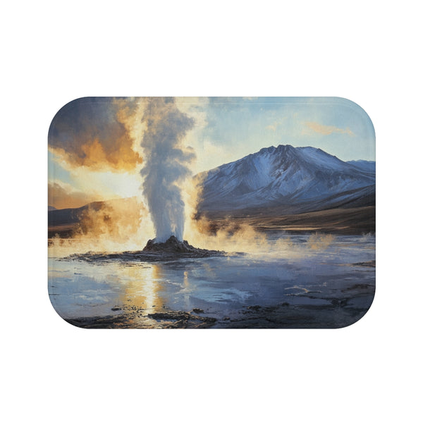 Atacama Desert in Chile Geyser Blasts Superheated W — 61×43 Memory Foam Bath Mat — Top-Down Velvet Microfibre Artwork View