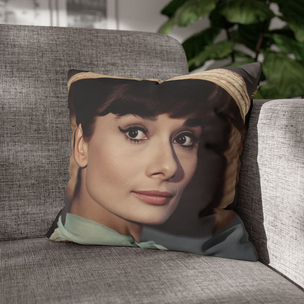 Audrey Hepburn — Double-Sided Cushion Cover — Sofa & Armchair Living Room Lifestyle View