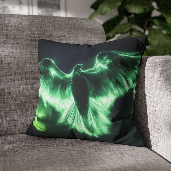 Aurora Borealis Shaped Like Bird — Double-Sided Cushion Cover — Sofa & Armchair Living Room Lifestyle View