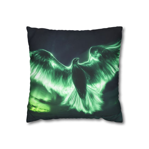 Aurora Borealis Shaped Like Bird — Double-Sided Cushion Cover — Front Double-Sided Cushion View