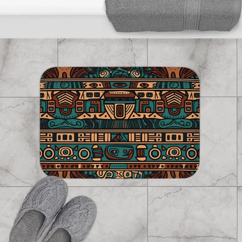 Aztec Pattern — Non-Slip Bath Mat — Bathroom Floor Lifestyle View