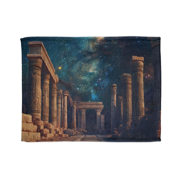 Babylon Ancient City Night Starry Sky Painting — 50×60 Plush Throw Blanket — Full Spread Plush Fleece Artwork View