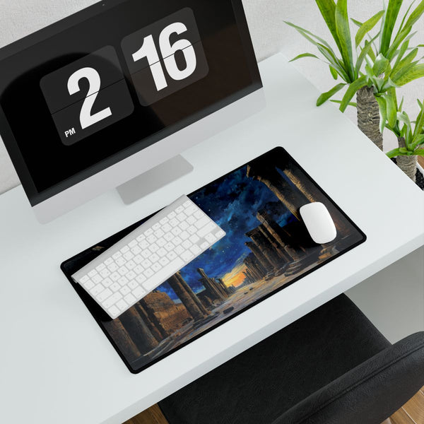 Babylon Ancient City Night Starry Sky Painting (Edition IV) — XXL Gaming Desk Mat — Gaming & Workspace Desk Setup View