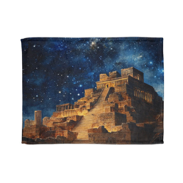 Babylon Ancient City Night Starry Sky Painting (Edition XI) — Plush Fleece Throw Blanket — Full Spread Plush Fleece Artwork View
