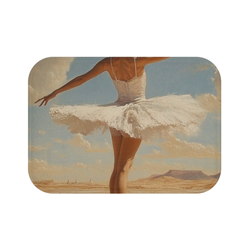 Ballet Dancer in Desert — Non-Slip Bath Mat — Top-Down Velvet Microfibre Artwork View