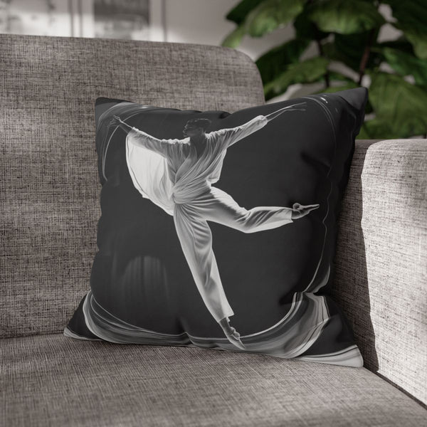 Ballet Dancer Spinning Through Gravity (Edition II) — Double-Sided Cushion Cover — Sofa & Armchair Living Room Lifestyle View