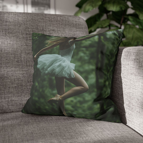 Ballet Dancer Spinning Through Gravity (Edition III) — Double-Sided Cushion Cover — Sofa & Armchair Living Room Lifestyle View