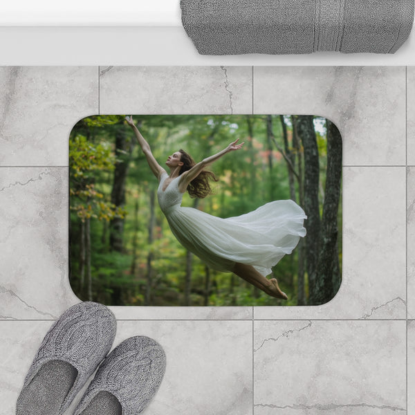 Ballet Dancer Spinning Through Gravity (Edition IV) — Memory Foam Bath Mat — Modern Bathroom Floor Lifestyle View