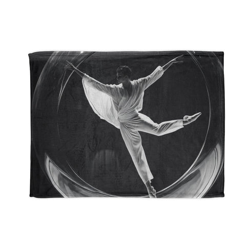 Ballet Dancer Spinning Through Gravity — 50×60 Plush Throw Blanket — Full Flat Artwork View