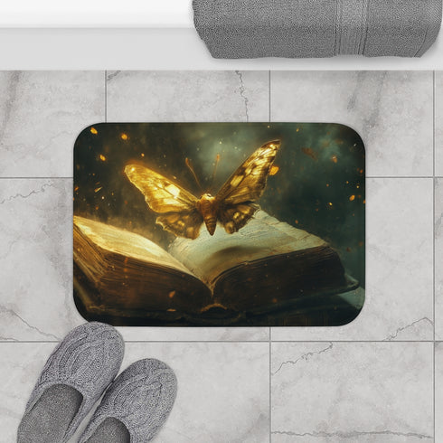 Celestial Moth Ancient Sanctuary — Non-Slip Bath Mat — Bathroom Floor Lifestyle View