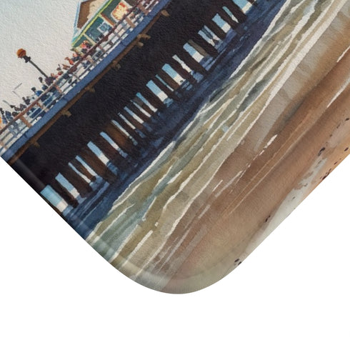 Beach Pier — Non-Slip Bath Mat — Cushioned Memory Foam & Non-Slip Backing Detail