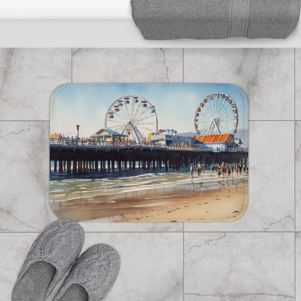 Beach Pier — Non-Slip Bath Mat — Bathroom Floor Lifestyle View