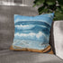 Beach Wave and Surfboard — Faux Suede Cushion Cover — Sofa & Living Room Lifestyle View