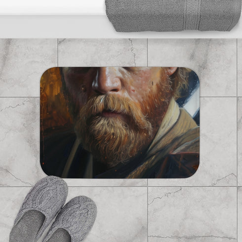 Ben Kenobi Painting — 61×43 Memory Foam Bath Mat — Modern Bathroom Floor Lifestyle View