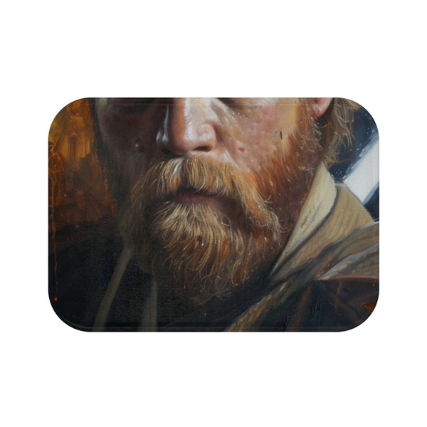 Ben Kenobi Painting — Memory Foam Bath Mat — Top-Down Memory Foam Bath Mat View