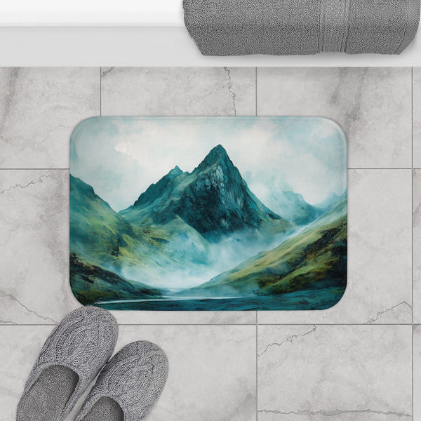 Ben Nevis Scotland Painting (Edition IV) — 61×43 Memory Foam Bath Mat — Modern Bathroom Floor Lifestyle View